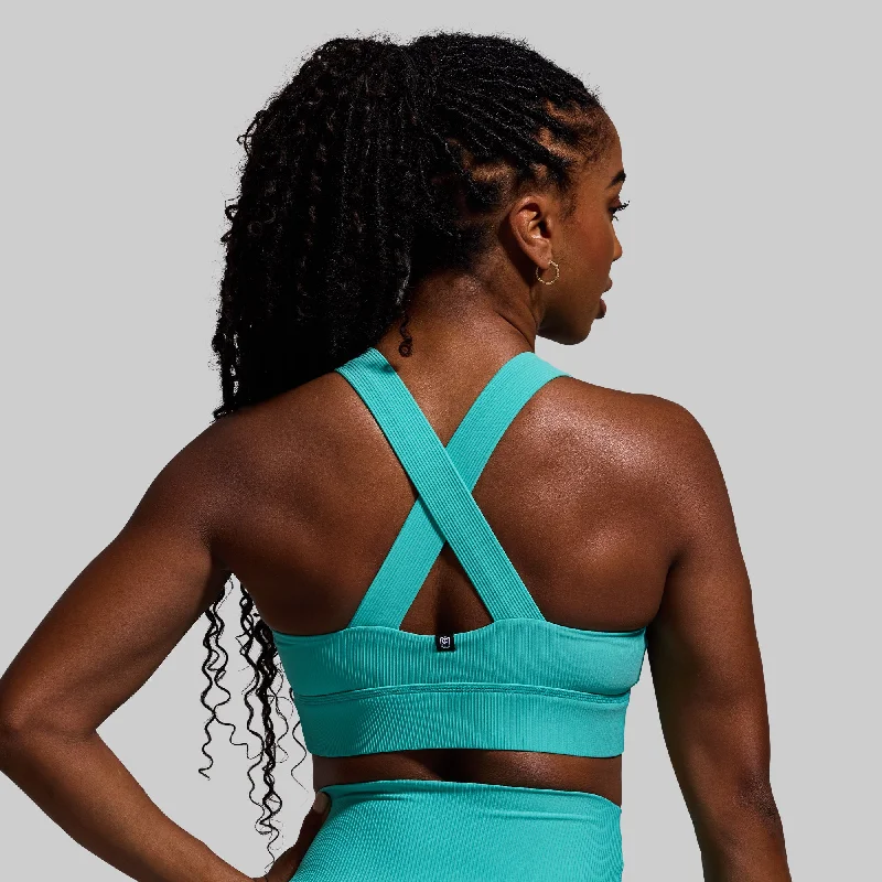 All or Nothing Sports Bra (Turquoise) Stretchy Wireless Bra