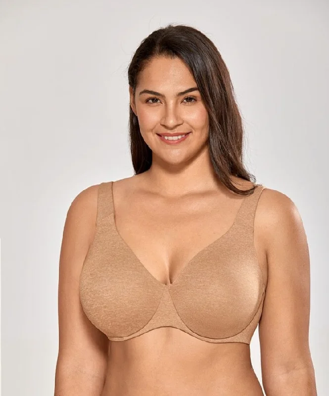 Catalina Seamless Underwire Unlined Minimizer Bra - Black Marl/Chanterelle Soft Support Bra