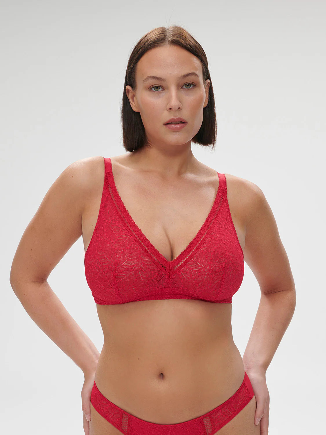 Comete Wireless Bra In Ruby Pink - Simone Perele Sexy Mesh Bra