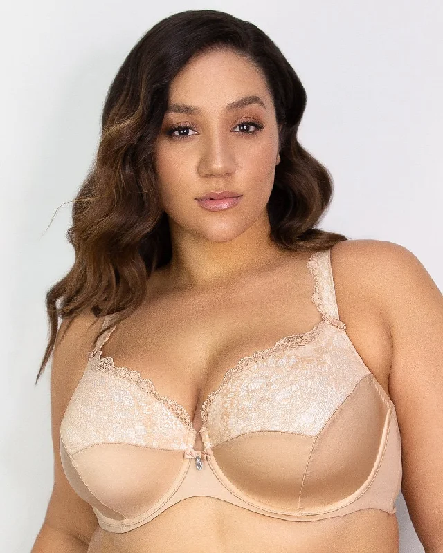 CURVY COUTURE 1017 TULIP LACE PUSH-UP BRA Light Seamless Bra