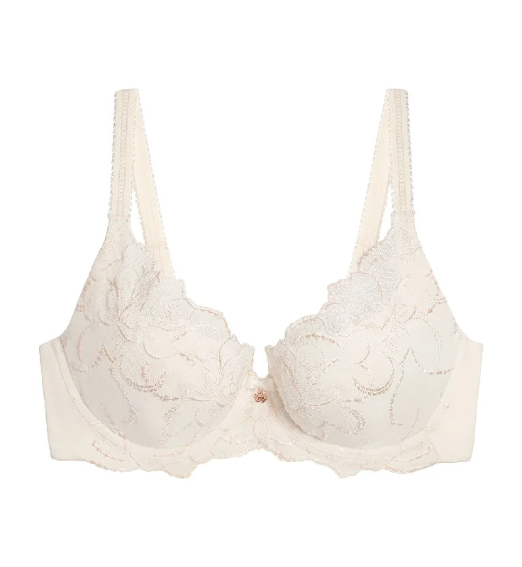 FLORALE ROMANTIC GARDENIA WIRED PADDED DEEP V BRA Soft Mesh Bra