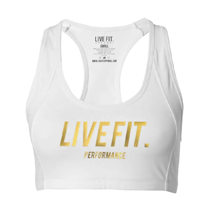 Gold Edition Sports Bra - White Soft Lace Bralette