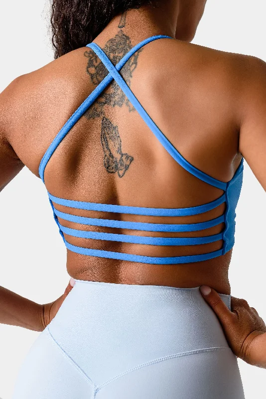 Iris Strappy Back Crop Sports Bra - Glass Blue Comfortable Active Bra