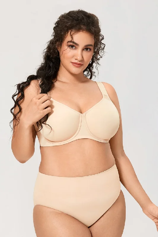 Julia Smooth Underwire Minimizer Seamless Bra | B-H Cup| Beige-Black Adjustable Fit Bra