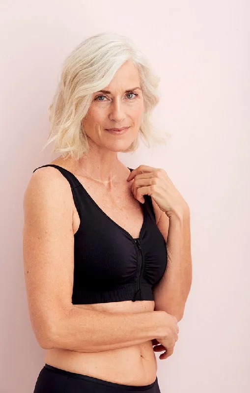 Lynn Post Mastectomy Front Zip Bra In Black - Anita Light Padded Bra