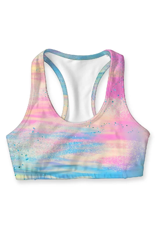 Milkshake Stella Pink & Blue Seamless Racerback Sport Yoga Bra - Women High Support Sports Bra Milkshake Stella Pink & Blue Seamless Racerback Sport Yoga Bra - Women High Support Sports Bra