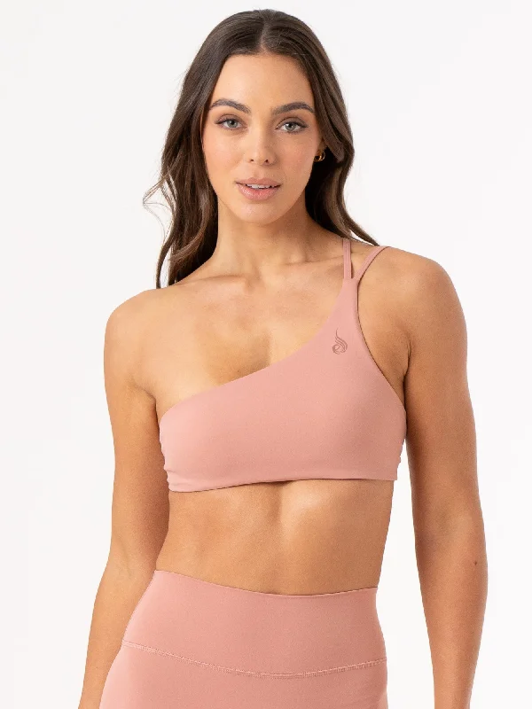 NKD One Shoulder Sports Bra - Dusty Pink Smooth Push-Up Bra