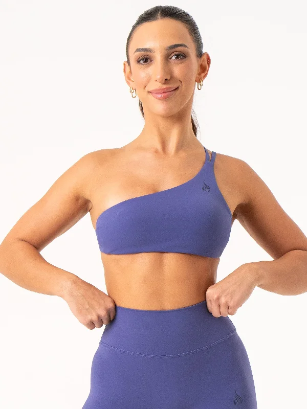 NKD One Shoulder Sports Bra - Indigo Lightweight Cotton Bra