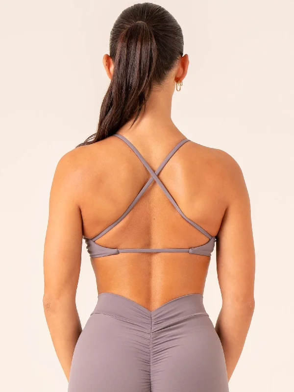 NKD Twist Sports Bra - Charcoal Padded Push-Up Bra