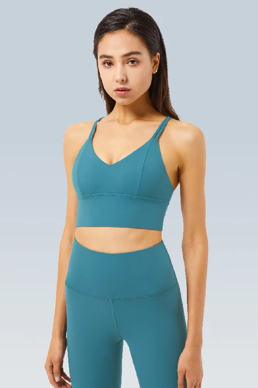 StarryCloud Long Line Strappy Bra Sporty Wireless Bra