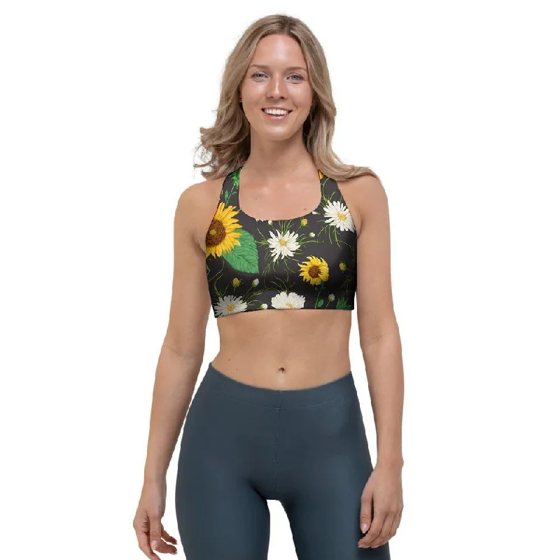 Sunflower And Chamomile Sports Bra Casual Bralette Set