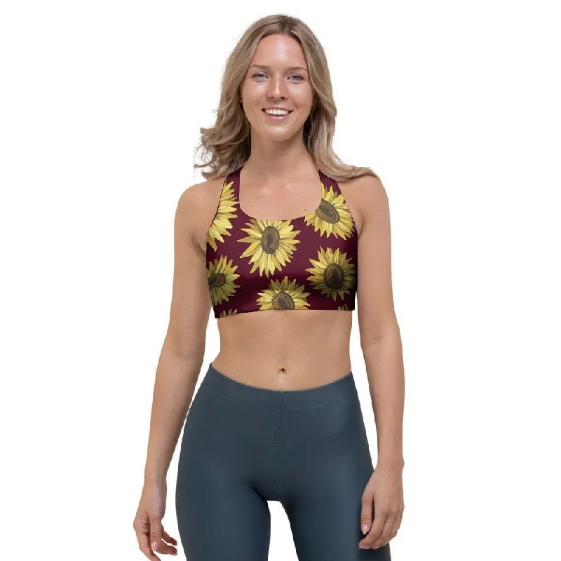 Sunflower Brown Sports Bra Push-Up Wireless Bra