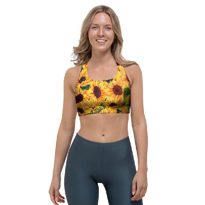 Sunflower Butterfly Sports Bra Soft Strapless Bra