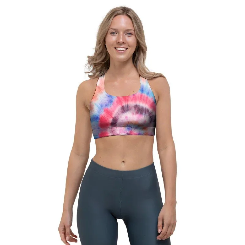 Swirl Rainbow Tie Dye Sports Bra Soft Cotton Bra