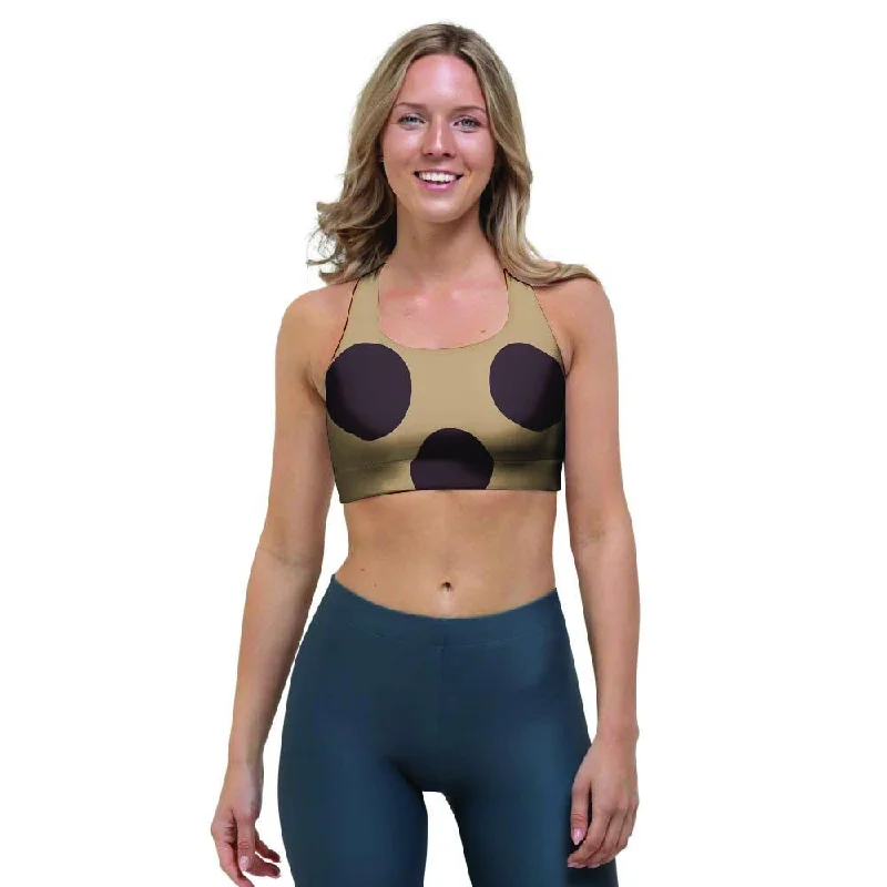 Tan And Black Polka Dot Sports Bra Supportive Cotton Bra