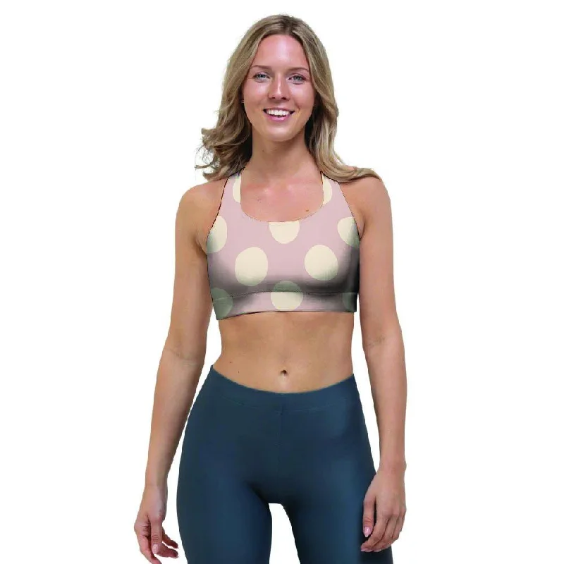 Tan Polka Dot Sports Bra Trendy Sports Bra