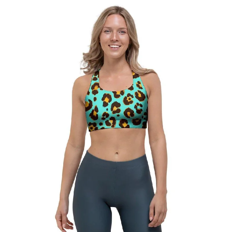 Teal Cheetah Sports Bra Comfort Fit Bralette