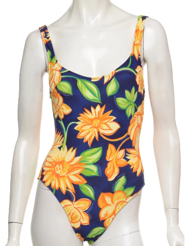 1990s Floral One-piece Swimsuit - S Elegant Swimsuit Bottoms