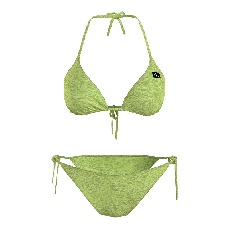 Calvin Klein green swimwear Triangle Side Tie Crisscross Back Swimsuit