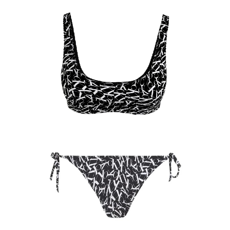 Calvin Klein Printed Bralette Swimwear Sexy Cutout Swimsuit