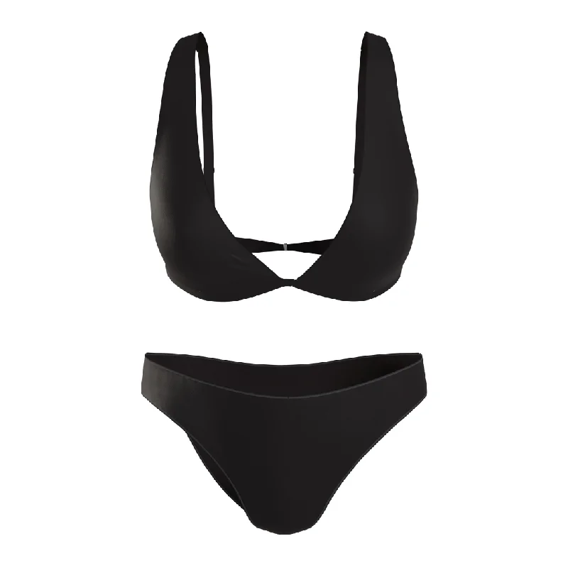 Calvin Klein Triangle Swimwear Black Flirty Ruffle Swimsuit