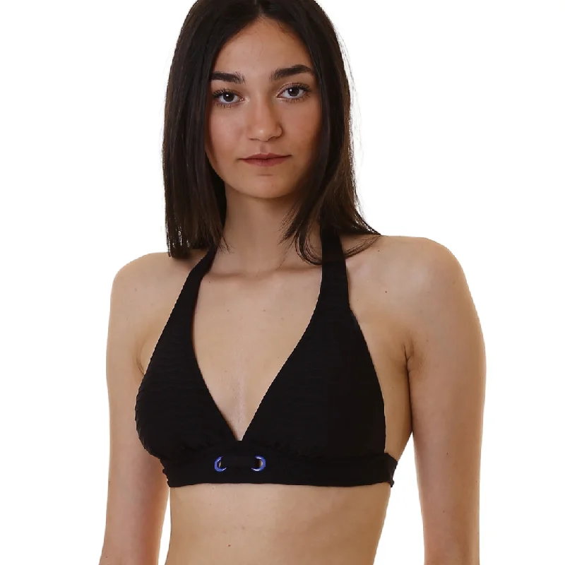 Cherry Beach Swim Halter Black Sexy Monokini Swimsuit