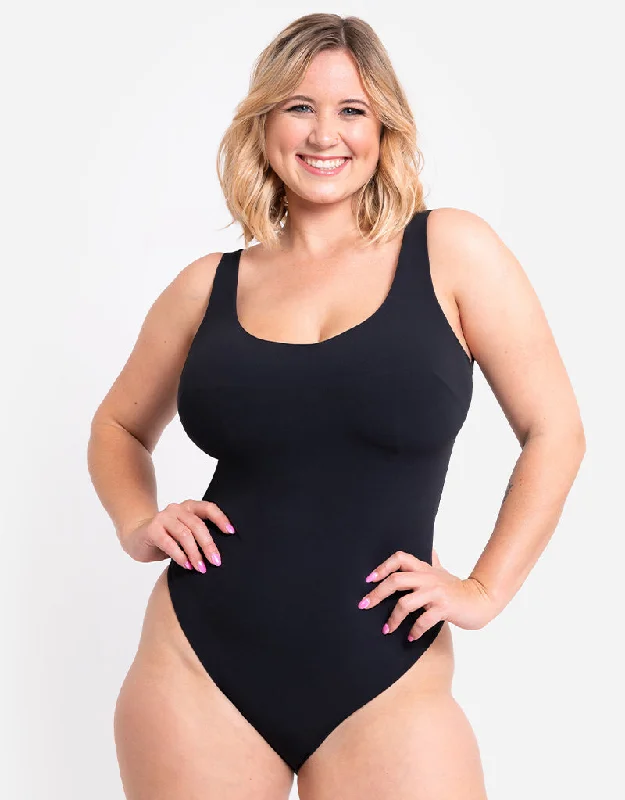 Curvy Kate Deep Dive Non-Wired Swimsuit Black V-Neck Swim Dress