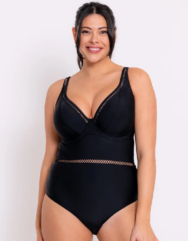 Curvy Kate First Class Multiway Plunge Swimsuit Black Casual Swim Dress