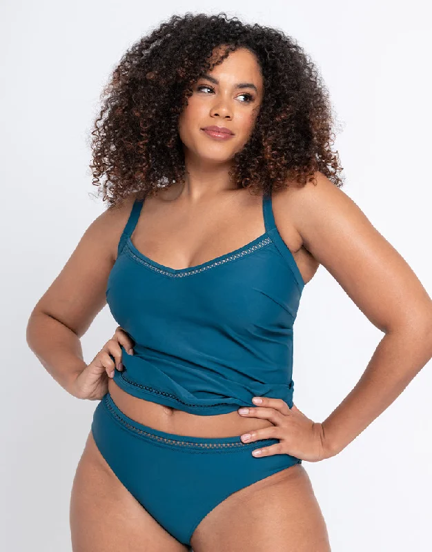 Curvy Kate First Class Plunge Tankini Multiway Top Deep Teal Adjustable Swim Top