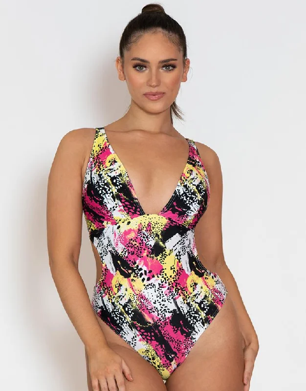 Curvy Kate Sea Leopard Non Wired Plunge Swimsuit Print Mix Push-Up Swimsuit Top