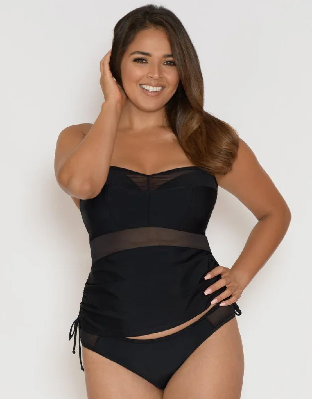 Curvy Kate Sheer Class Balcony Tankini Top Black Sleek Mesh Bikini