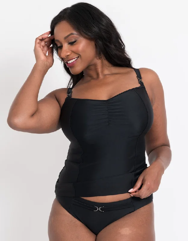 Flirtelle Verona Beach Balcony Tankini Top Black Mesh Panel Swimwear