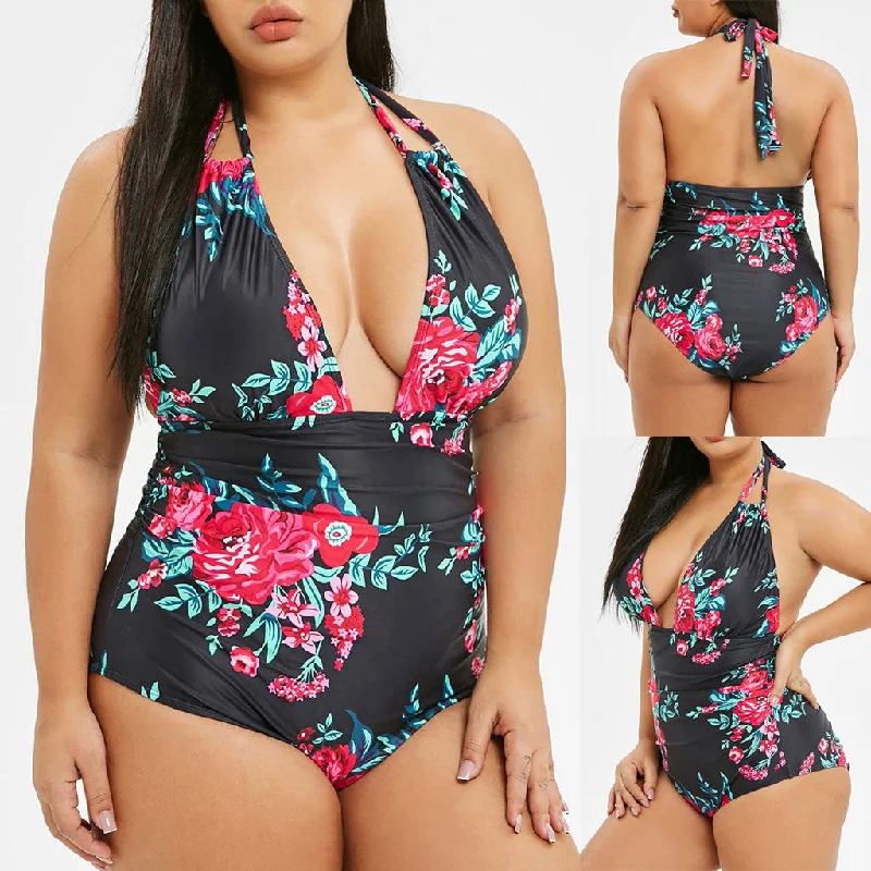 Printed one-piece swimsuit Floral Bikini Top