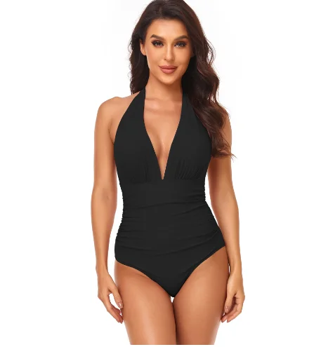 Sculpting Plunge Swimwear Ruffled Swimsuit Top