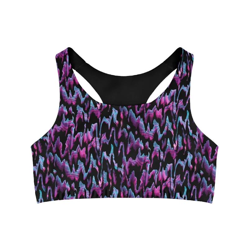 Women's Seamless Sports Bra, Swim Bra, Abstract Push-Up Swimsuit Top