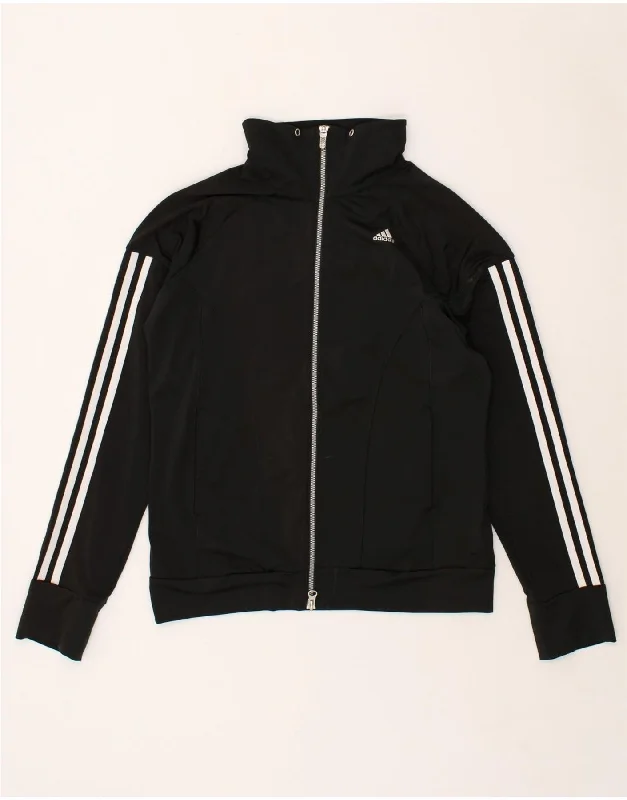 ADIDAS Womens Climacool Tracksuit Top Jacket UK 12 Medium Black Polyester Hooded Jacket Caped Jacket Shawl Collar Jacket