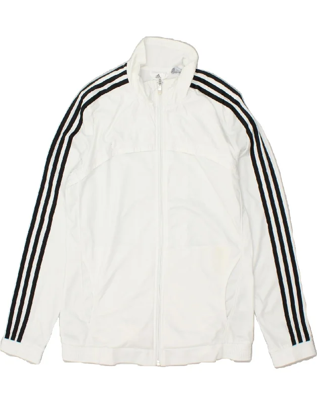 ADIDAS Womens Climalite Tracksuit Top Jacket UK 12/14 Medium White Zip Front Button Front Snap Front ADIDAS Womens Climalite Tracksuit Top Jacket UK 12/14 Medium White Zip Front Button Front Snap Front