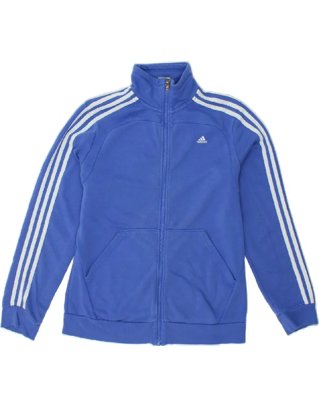 ADIDAS Womens Climalite Tracksuit Top Jacket UK 16/18 Large Blue Cotton Fleece Jacket Down Jacket Parka