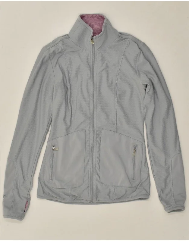 ADIDAS Womens Climalite Tracksuit Top Jacket UK 6 XS Grey Polyester Bomber Jacket Anorak Windbreaker