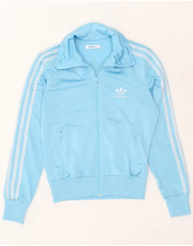 ADIDAS Womens Graphic Tracksuit Top Jacket EU 34 XS Blue Polyester Snapped Jacket Toggled Jacket Drawstring Jacket ADIDAS Womens Graphic Tracksuit Top Jacket EU 34 XS Blue Polyester Snapped Jacket Toggled Jacket Drawstring Jacket