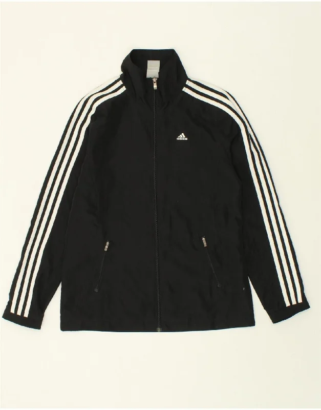 ADIDAS Womens Loose Fit Graphic Tracksuit Top Jacket UK 8 Small Black V-Neck Jacket Boat Neck Jacket Square Neck Jacket