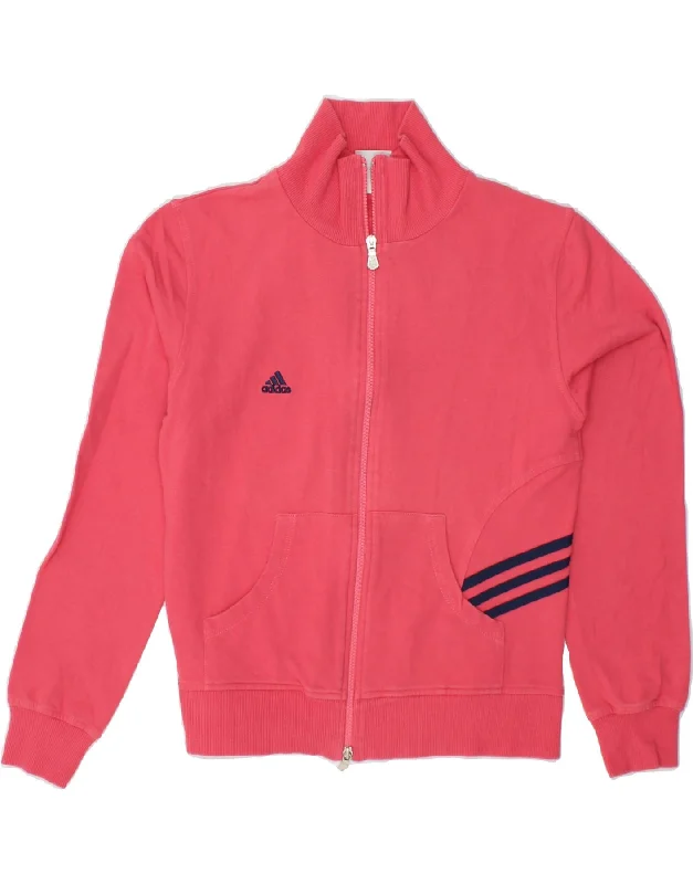 ADIDAS Womens Tracksuit Top Jacket EU 36/38 Small Pink Cotton Tiered Jacket Buttoned Jacket Zippered Jacket