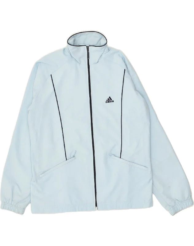 ADIDAS Womens Tracksuit Top Jacket UK 10 Small Blue Polyester Collared Jacket Crew Neck Jacket Turtle Neck Jacket