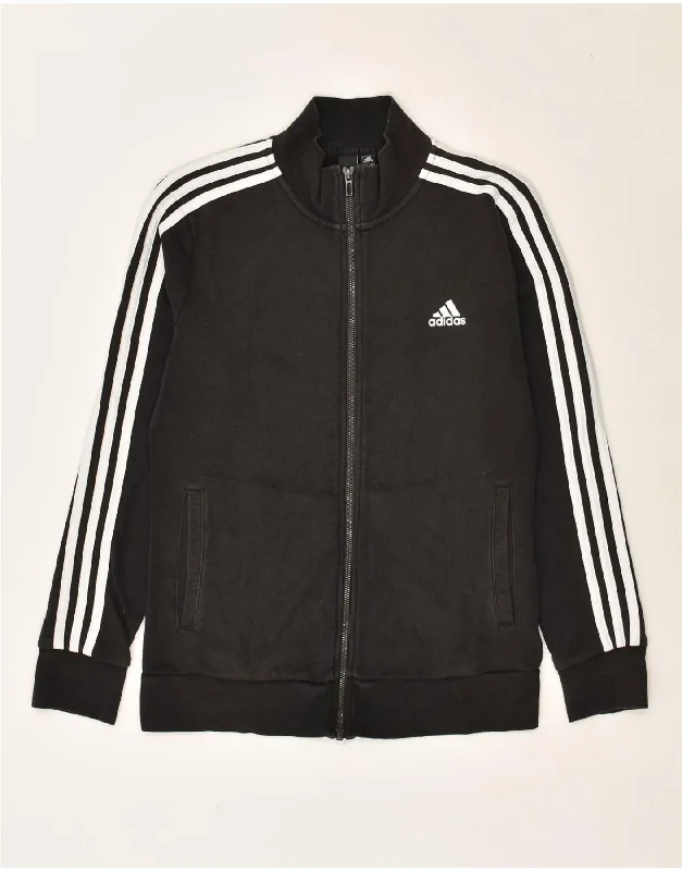 ADIDAS Womens Tracksuit Top Jacket UK 12/14 Medium Black Cotton Wool Fabric Cashmere Fabric Tweed Fabric