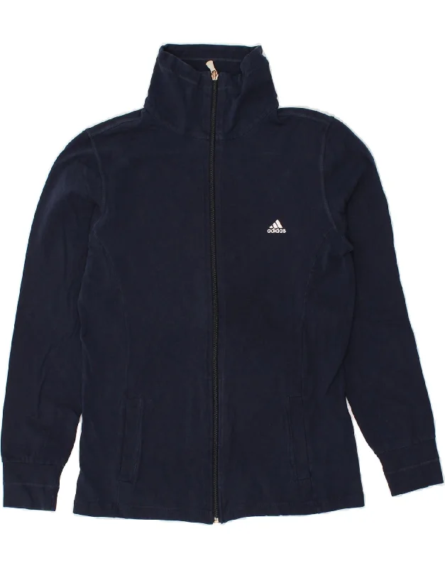 ADIDAS Womens Tracksuit Top Jacket UK 12 Medium Navy Blue Cotton Embroidered Jacket Appliqued Jacket Beaded Jacket