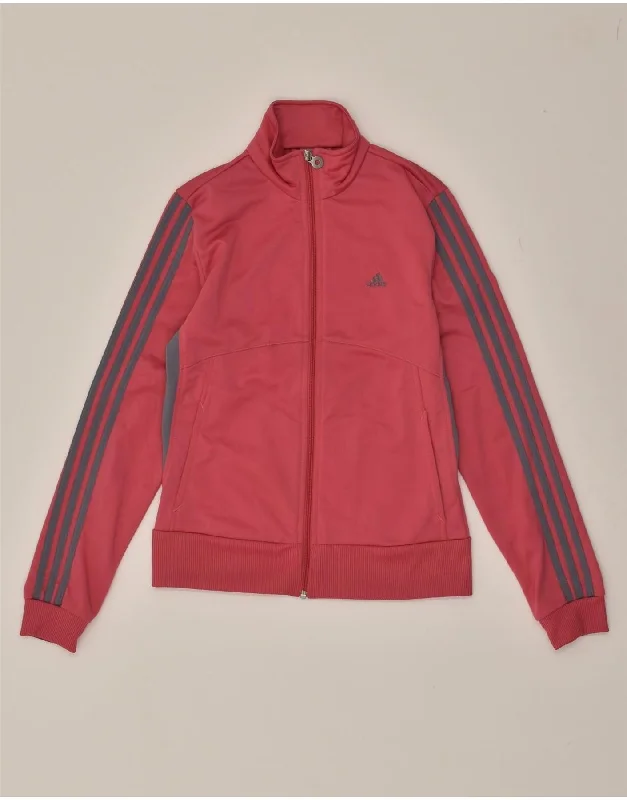 ADIDAS Womens Tracksuit Top Jacket UK 12 Medium  Red Polyester Jacket Blazer Coat