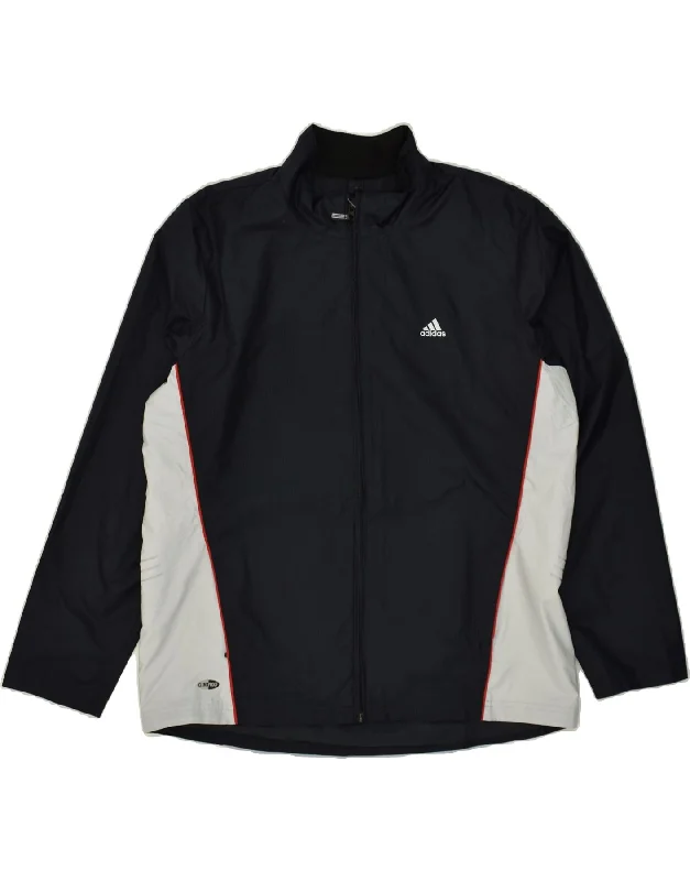 ADIDAS Womens Tracksuit Top Jacket UK 18 XL Black Colourblock Polyester Boat Neck Shawl Collar Notched Collar