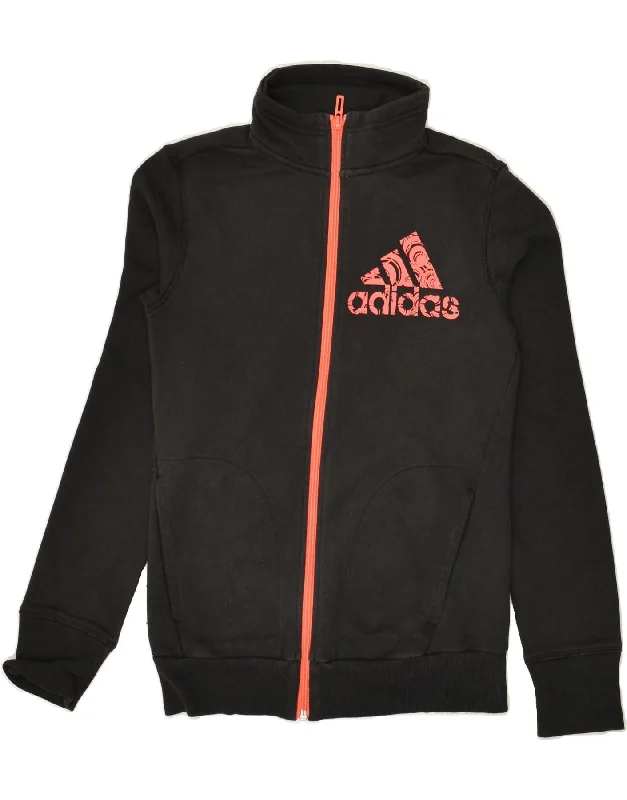 ADIDAS Womens Tracksuit Top Jacket UK 4/6 XS Black Tailored Jacket Straight Jacket A-Line Jacket