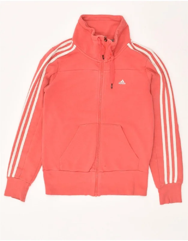 ADIDAS Womens Tracksuit Top Jacket UK 4/6 XS Red Cotton Notch Collar Jacket Peter Pan Collar Jacket Cowl Neck Jacket