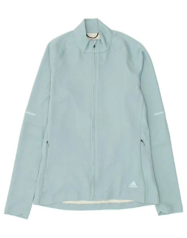 ADIDAS Womens Tracksuit Top Jacket UK 8/10 Small Blue Polyester Satin Jacket Silk Jacket Chiffon Jacket